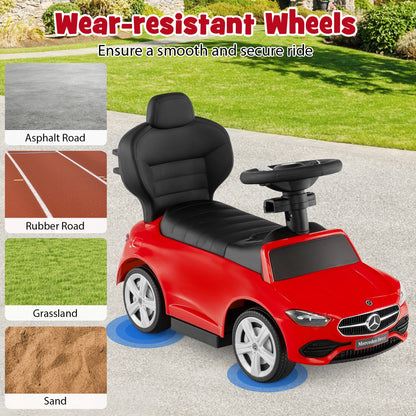 3 In 1 Ride On Push Car | Red Mercedes-Benz with Canopy