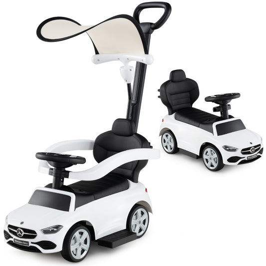3 In 1 Ride On Push Car | White Mercedes-Benz Inspired Design