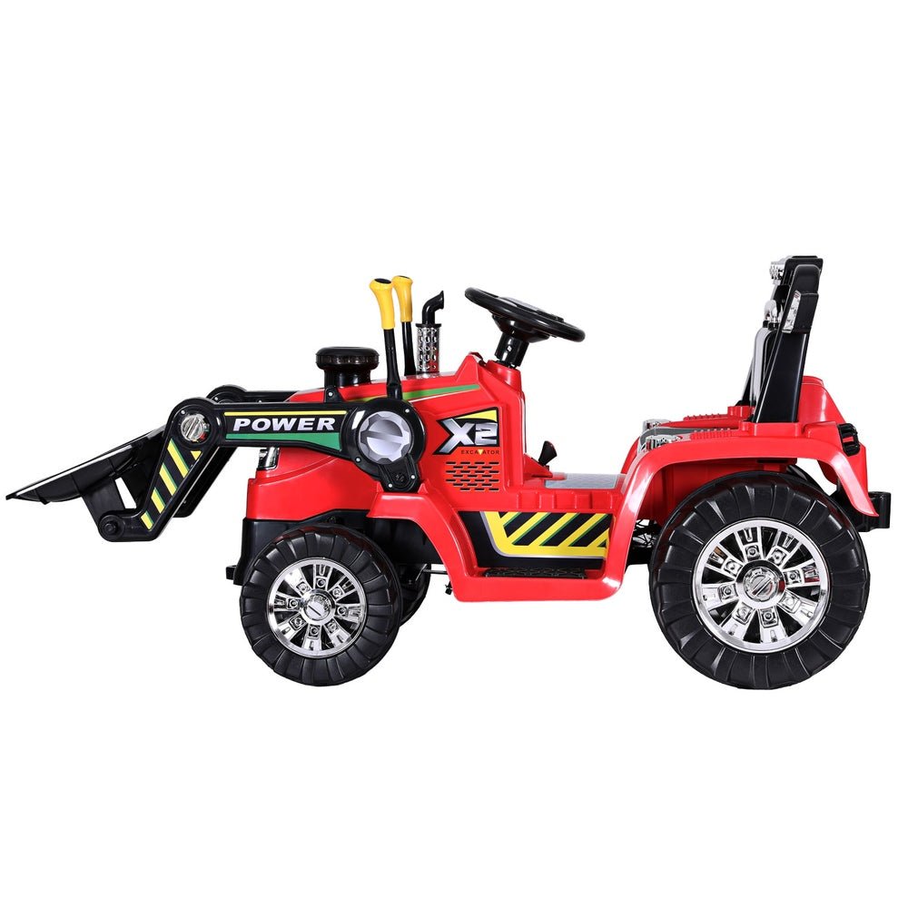 Rigo Kids Electric Ride On Car Bulldozer Digger Loader Remote 6V Red - Kids Mega Mart