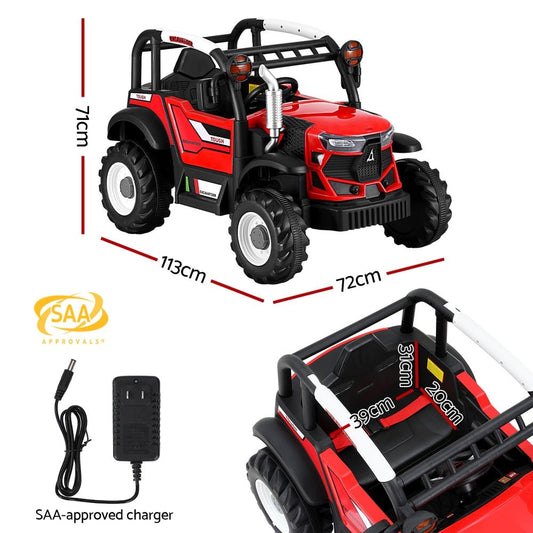 Red Rigo Kids Electric Off Road Jeep Car with Remote Control - 12V Ride-On Toy