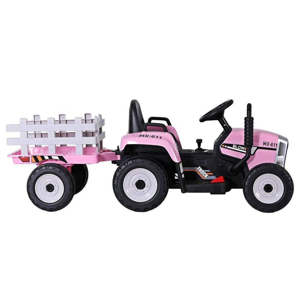 Rigo Kids Electric Ride On Car Tractor Toy Cars 12V Pink - Kids Mega Mart