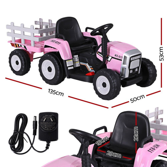 Rigo Kids 12V Pink Electric Ride On Car Tractor Toy - Fun and thrilling playtime.