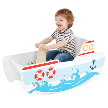 Multi-Color Wooden Rocking Ship | Nautical Toddler Boat 1-5 Years
