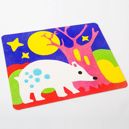 Sand art kit featuring night scene theme, perfect for creative kids at home.