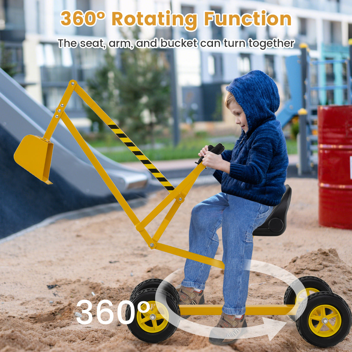 Yellow Kids Sand Digger | 2 Hand Controls & 360° Rotation
