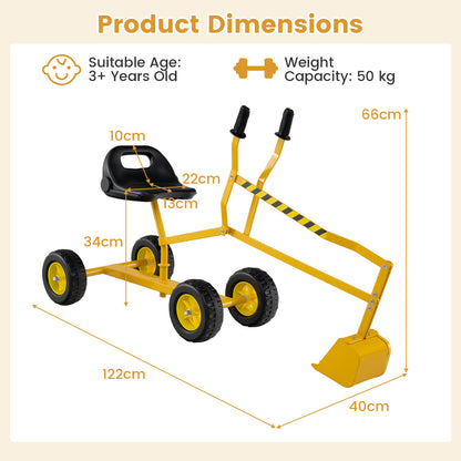 Yellow Kids Sand Digger | 2 Hand Controls & 360° Rotation