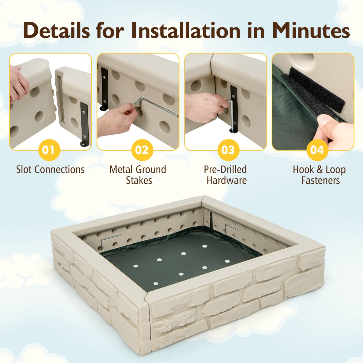 2 In 1 Sandbox | Outdoor Play Space with Cover White