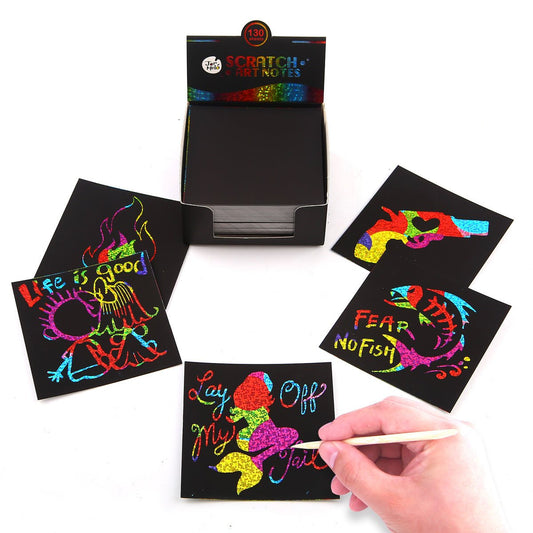 Colorful glittery scratch notes for kids creative play and art projects at home.