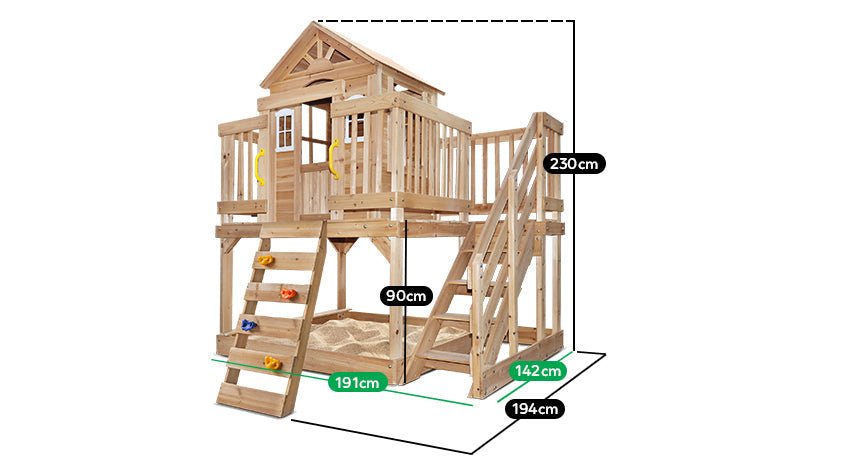 Silverton Cubby House With Rock Climbing Wall - Kids Mega Mart