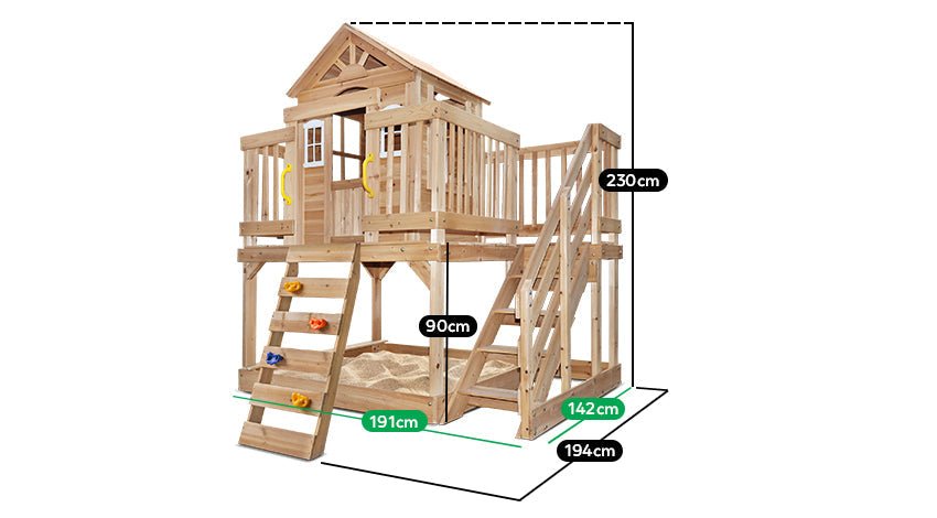 Silverton Cubby House Rock Wall, Sandpit Play Kitchen for Kids