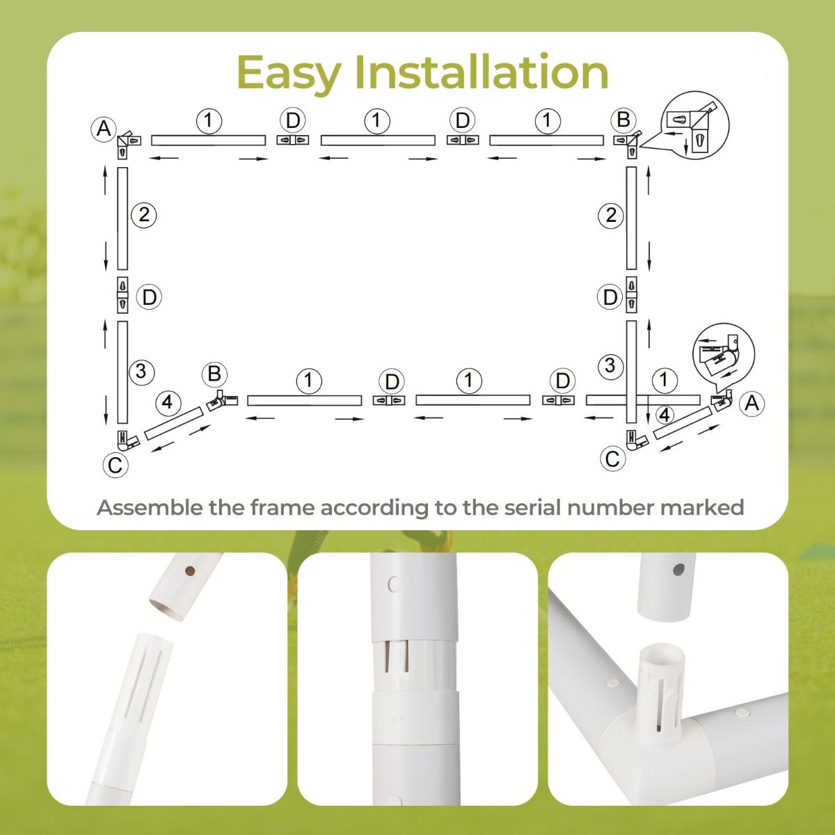 Soccer Goal | White UPVC Frame, Net & Cones for Backyard Play
