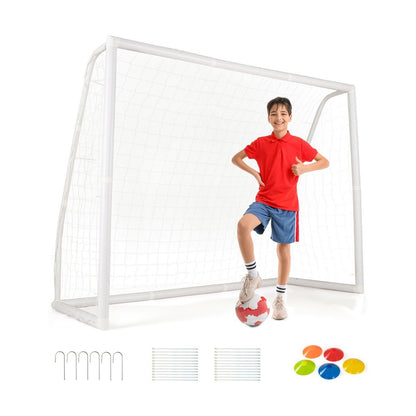 Soccer Goal | White UPVC Frame, Net & Cones for Backyard Play