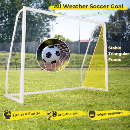 Soccer Goal | White UPVC Frame, Net & Cones for Backyard Play