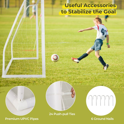 Soccer Goal | White UPVC Frame, Net & Cones for Backyard Play