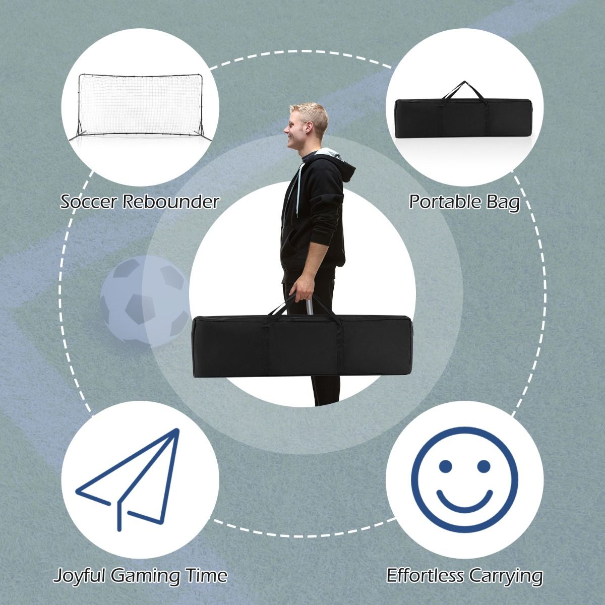Soccer Rebounder Net | 375cm Wide Black Mesh for Skill Training