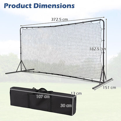 Soccer Rebounder Net | 375cm Wide Black Mesh for Skill Training