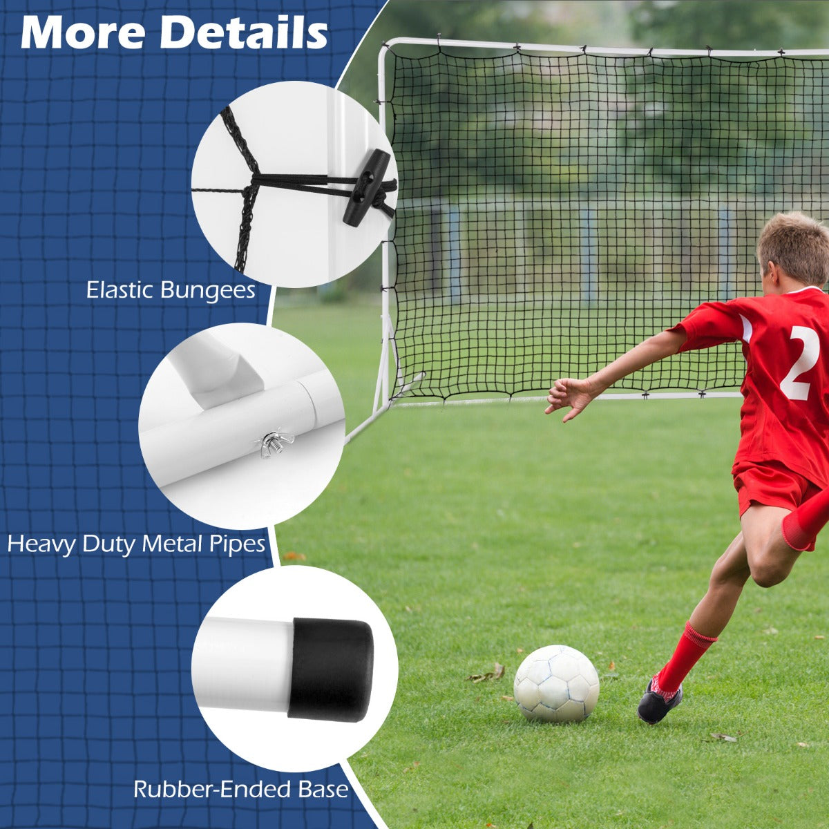 White Soccer Rebounder Net 375cm x 185cm | With Carry Bag