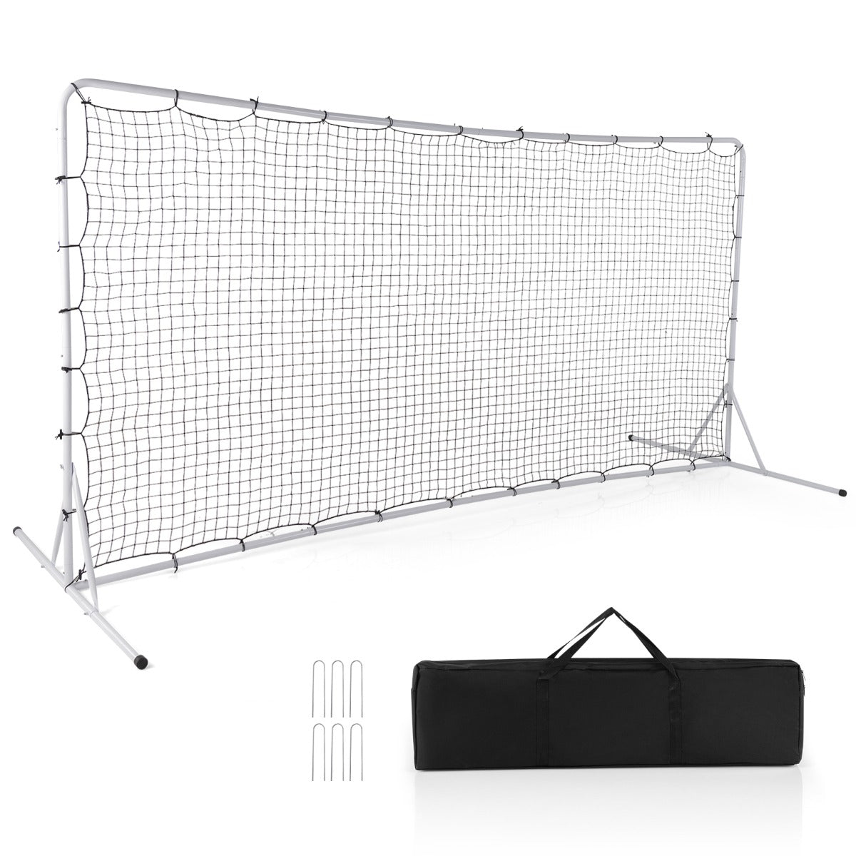White Soccer Rebounder Net 375cm x 185cm | With Carry Bag