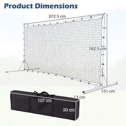 White Soccer Rebounder Net 375cm x 185cm | With Carry Bag