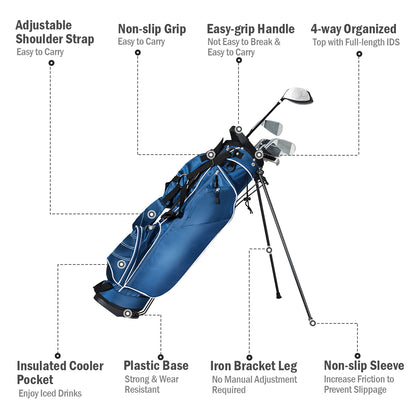 Ultra Lightweight 3.5lb Golf Bag 4 Way Dividers Blue Stand Bag