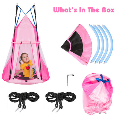 2 In 1 Tree Tent Swing Set | Green Adjustable Hanging Ropes