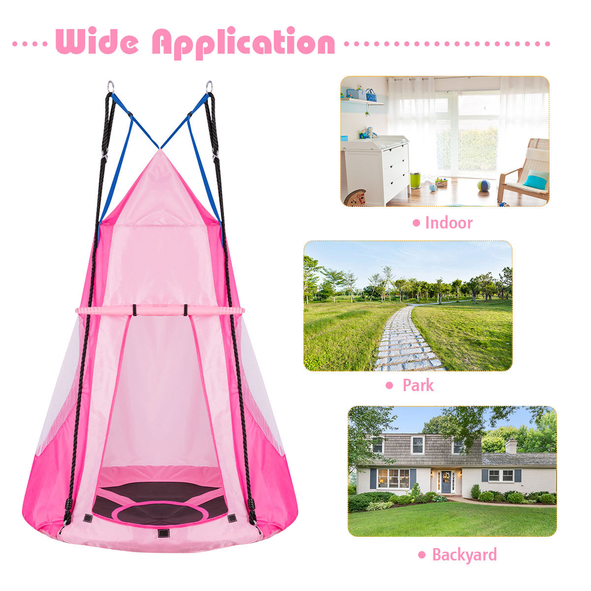 2 In 1 Tree Tent Swing Set | Green Adjustable Hanging Ropes