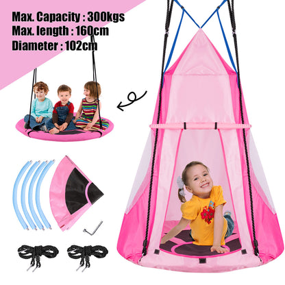 2 In 1 Tree Tent Swing Set | Green Adjustable Hanging Ropes