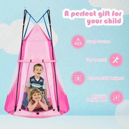 2 In 1 Tree Tent Swing Set | Green Adjustable Hanging Ropes