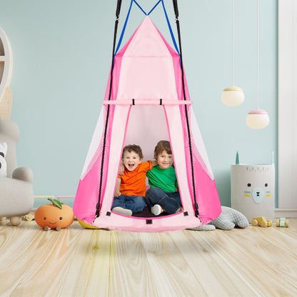 2 In 1 Tree Tent Swing Set | Green Adjustable Hanging Ropes