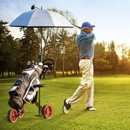 Red 3 Wheel Folding Golf Cart | Adjustable Handle Padded Seat