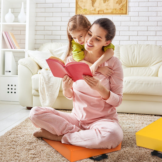 6-piece waterproof foam floor cushions for kids with handle, perfect for comfy seating at home.