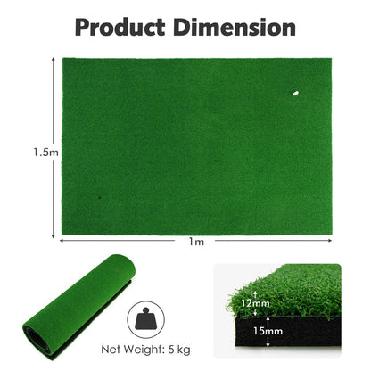 Green Golf Hitting Mat 1.5M x 1M | Synthetic Turf Practice