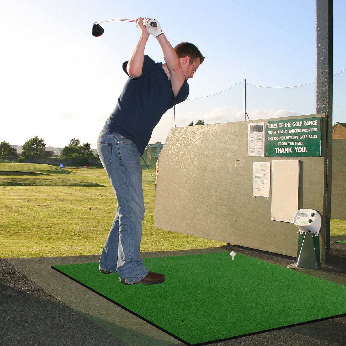 Green Golf Hitting Mat 1.5M x 1M | Synthetic Turf Practice