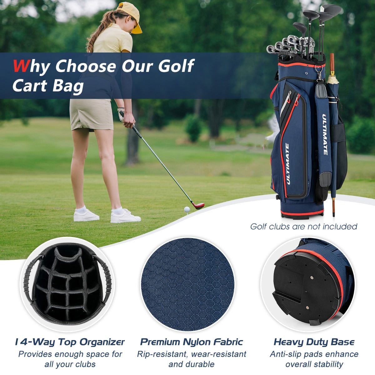 14-Way Golf Stand Bag with Cooler & 8 Pockets | Blue