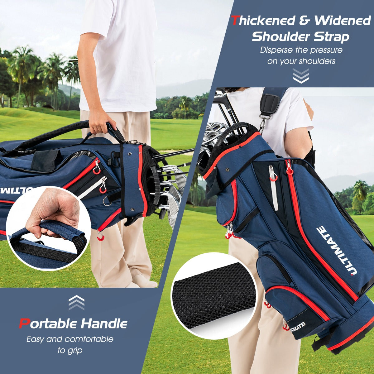 14-Way Golf Stand Bag with Cooler & 8 Pockets | Blue