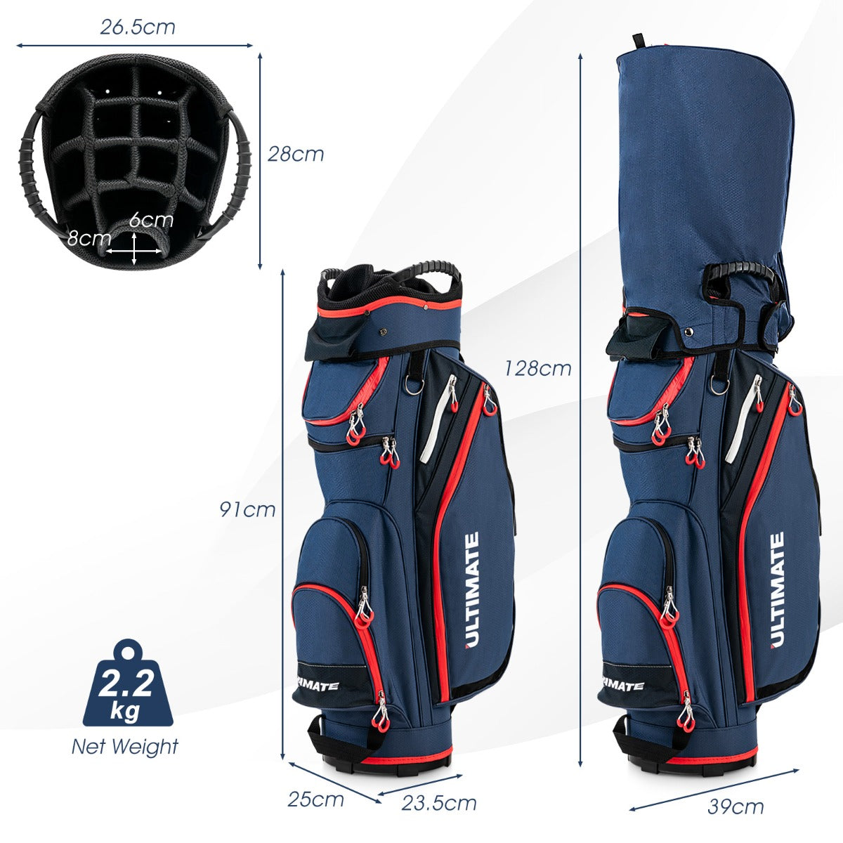 14-Way Golf Stand Bag with Cooler & 8 Pockets | Blue