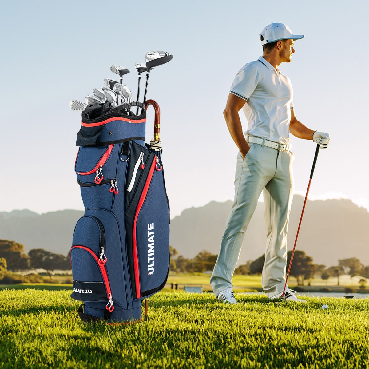 14-Way Golf Stand Bag with Cooler & 8 Pockets | Blue