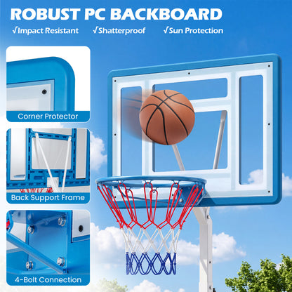 White Pool Basketball Hoop | Adjustable Height & Shatterproof Board