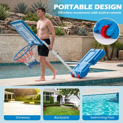 White Pool Basketball Hoop | Adjustable Height & Shatterproof Board