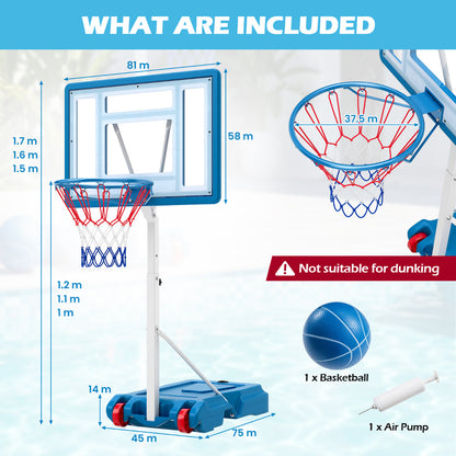 White Pool Basketball Hoop | Adjustable Height & Shatterproof Board