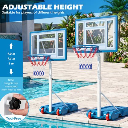 White Pool Basketball Hoop | Adjustable Height & Shatterproof Board