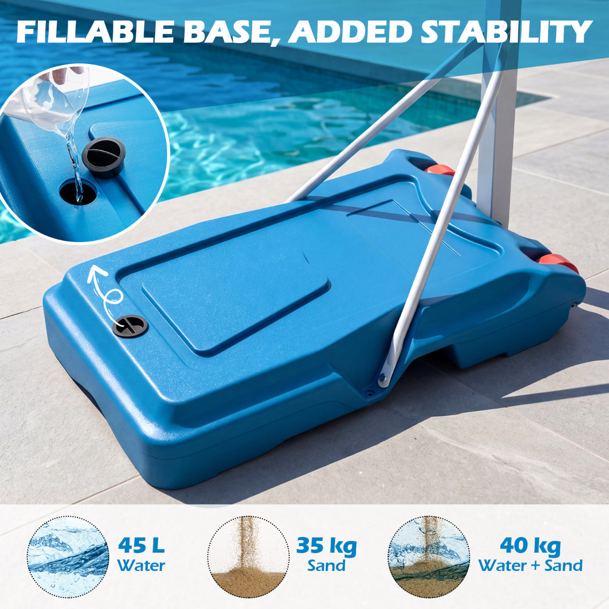 White Pool Basketball Hoop | Adjustable Height & Shatterproof Board