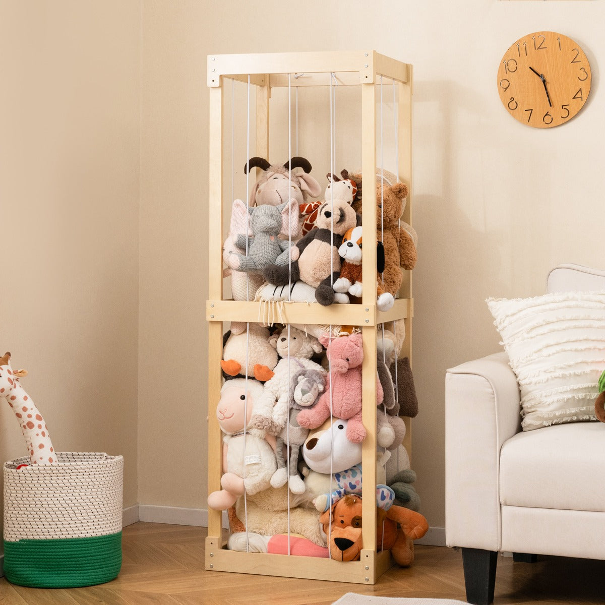 Costway 300L Large Space-saving Stuffed Toy Storage-Natural