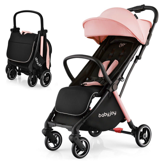 Pink baby stroller with adjustable comfort features, ideal for convenient and stylish home use.