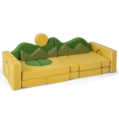 19 Piece Sunrise Velvet Modular Kids Play Couch | Foam Building