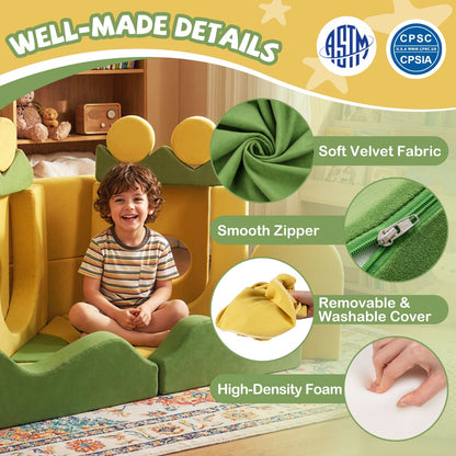 19 Piece Sunrise Velvet Modular Kids Play Couch | Foam Building