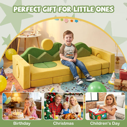 19 Piece Sunrise Velvet Modular Kids Play Couch | Foam Building