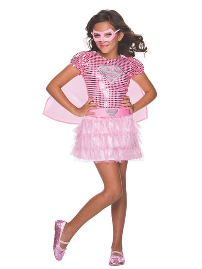 Supergirl Pink Sequin Costume Dress Set for kids | Official DC Comics cosplay outfit