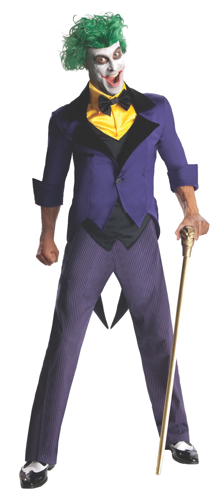 Adult DC Comics Joker costume set featuring jacket, vest, and pants for Halloween festivities.