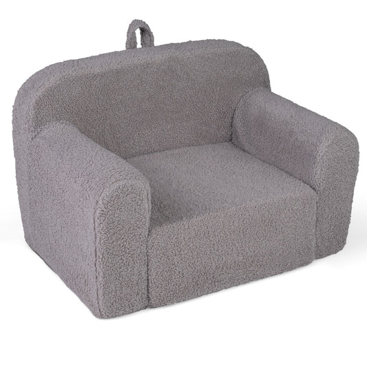 Toddler Foam Couch with Soft Fleece Fabric Cover for Playroom-Grey